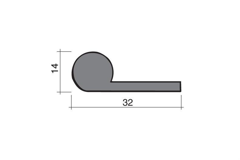 Moss rubber seal blue-grey 1m (32x14)