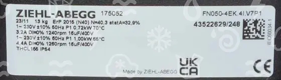 Ventilateur d'aspiration Ziehl-Abegg FN050-4EK.4I.V7P1, d = 500 mm, 4 pôles, 230 V/monophasé/50 Hz
