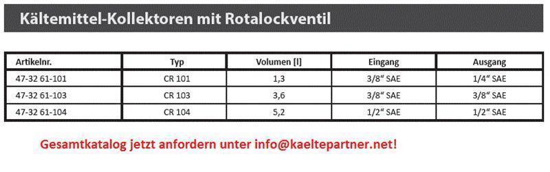 Koelmiddelcollector met ventiel Rotalock CR 104 5,2 l, aansluiting - VST
