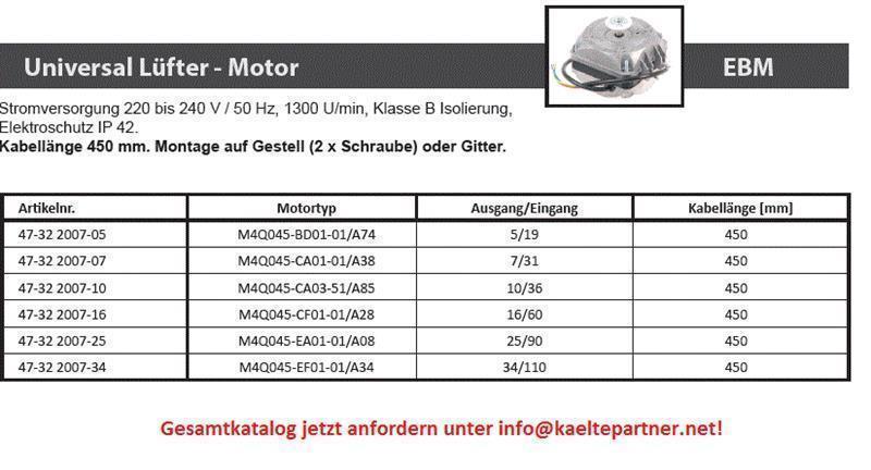 Motor ventilador EBM M4Q045-CA03-51-A85, 230V/1/50Hz, potencia 10/36 W