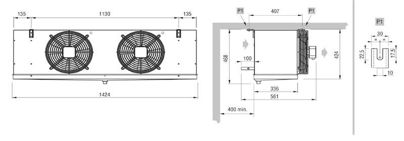 Parownik ECO GCE312F8ED, 4,96 kW (dT 8 st., R404) z odszranianiem