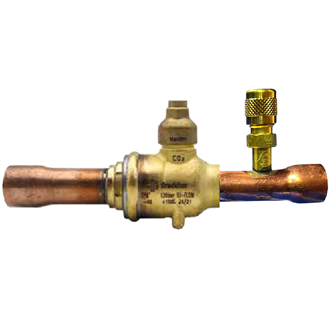 Freddox ball shut-off valve FDX 601017783, with Schrader, soldered, 42mm, R744, 120bar