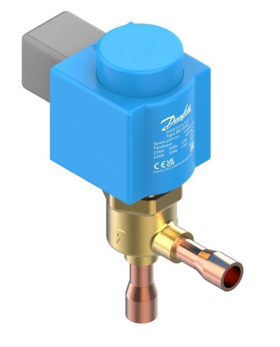 Elettrovalvola Danfoss EVT 1.2, R744, NC, angolo 3/8" ODF, MOP 140 bar
