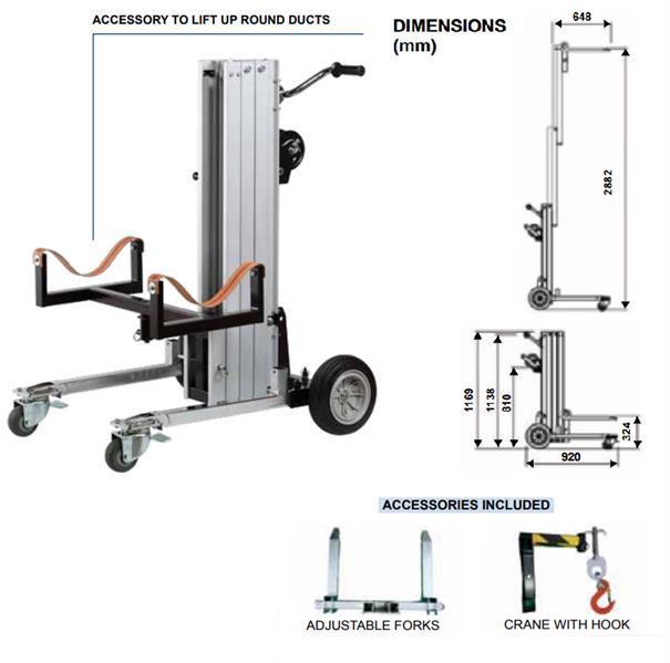 Elevador telescópico manual GIRAFFA 200, aluminio, carga máx. 180 kg
