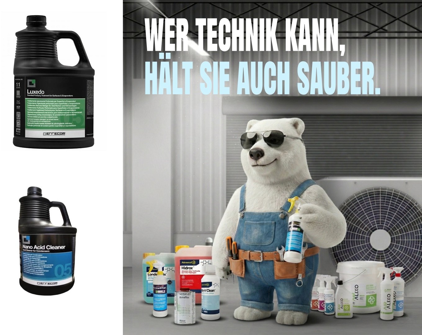 Kit de nettoyage Errecom pour les installations de réfrigération et de conditionnement d'air - installations industrielles (grands systèmes)