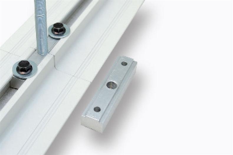 Aluminium insert//coupling piece 3 holes M10 for suspension profile