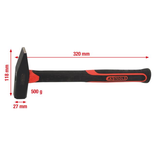 KS låssmedshammare 142.1351 med glasfiberhandtag, hammarhuvudvikt 500g