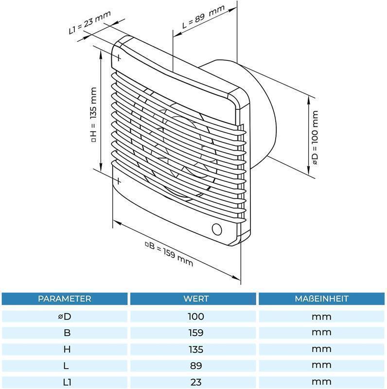 Ventilateur axial Albatros 125 Silencio FS