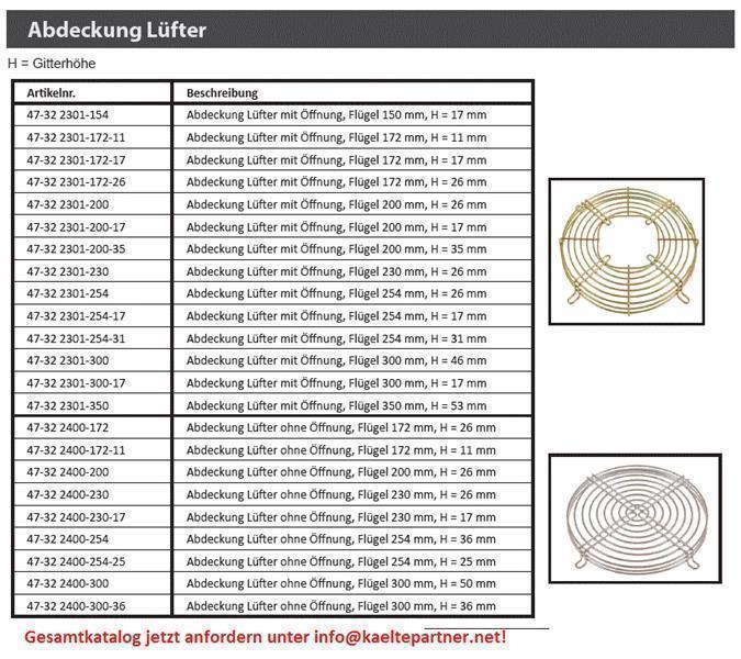Fan grille (370-340-46) without opening for fan blade diameter 300 mm, height 46 mm