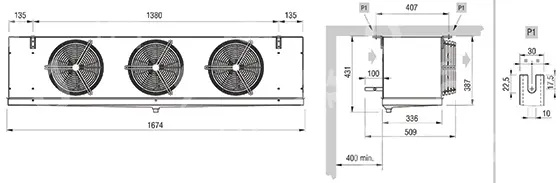 Parownik ECO GCE253G6ED, 3,45 kW, R404, z odszranianiem