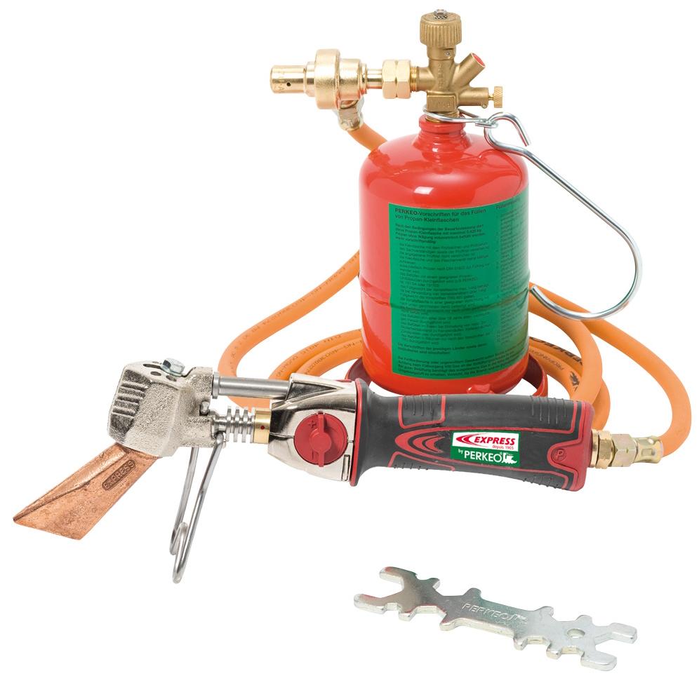 Sistema de soldadura blanda PIEZO de propano PERKEO, botella con válvula limitadora de presión de seguridad (comprobado por TÜV)