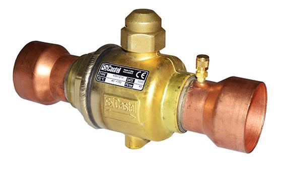 Zawór kulowy Castel 6591/21A, 2,5/8" (64) ODS, lutowany, z otworem dostępowym