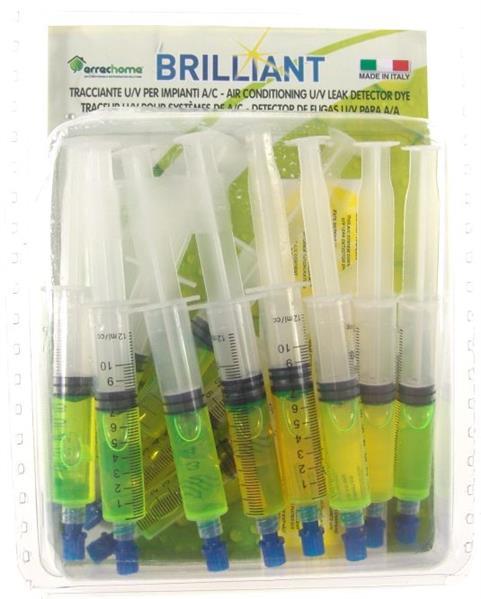 Errecom Brilliant 12 x 7,5 ml, UV-lekdetector voor airconditioning- en koelsystemen (zonder slangen)