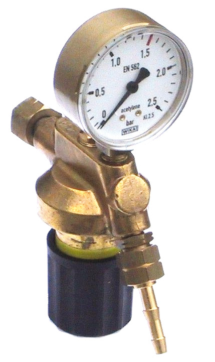PERKEO acetylene tapping point pressure reducer, working pressure 0-1.5 bar