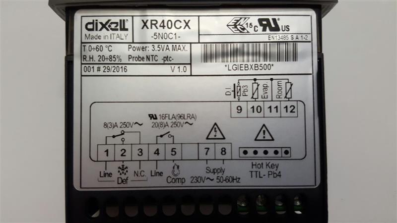 Kylregulator Dixell / Copeland XR40CX 5N0C1, 230V, 20 A, platta