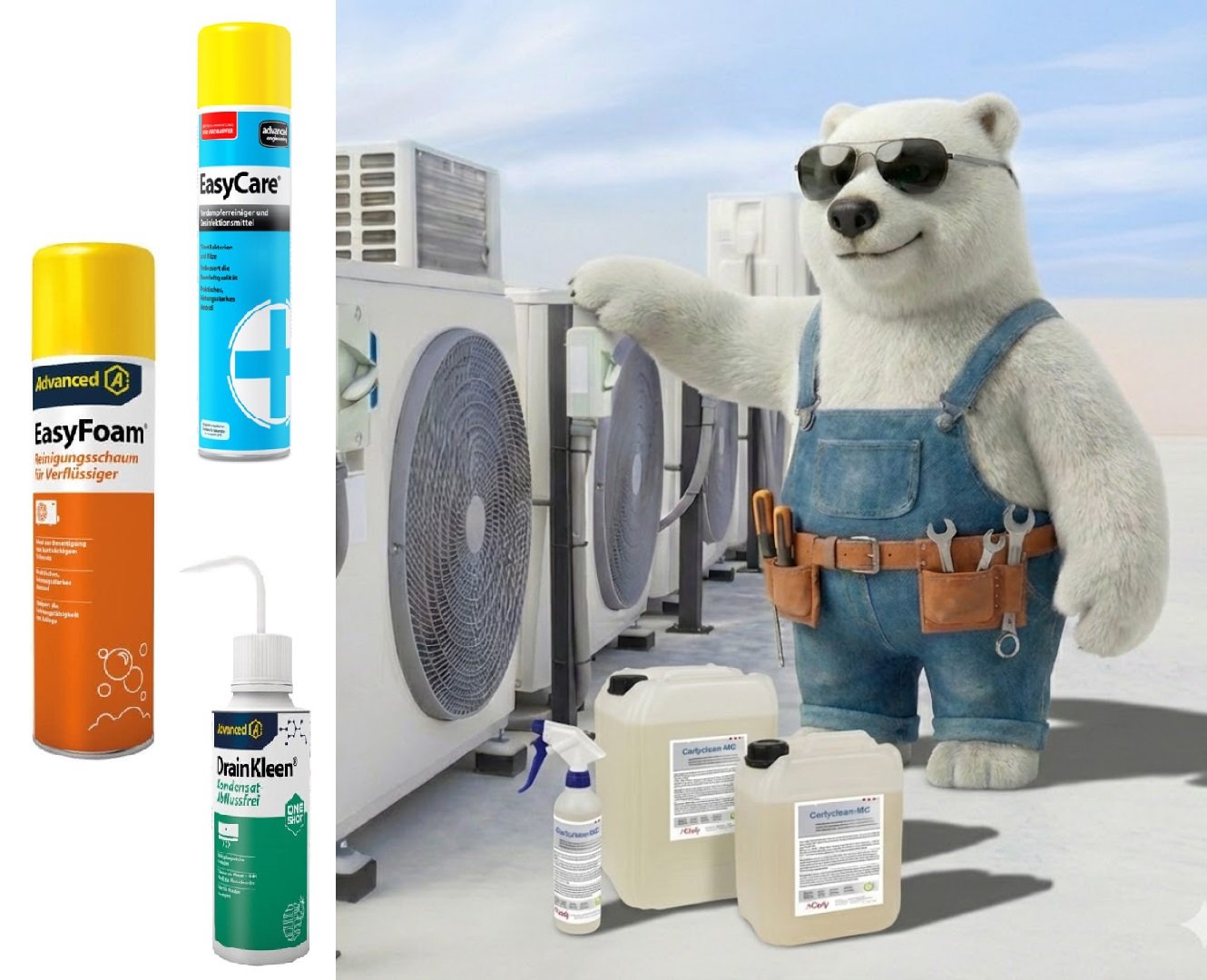 Advanced cleaning set for refrigeration and air conditioning systems - for domestic use (small systems)