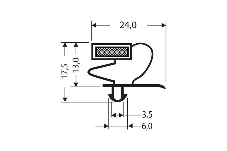 Perfil enchufable PVC gris L = 2,55 m con imán M18