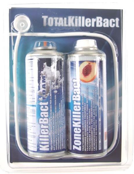 Cleaning set for car air conditioning systems Errecom Total Killer Bact 2 x 200 ml, vaporiser cleaning foam + interior cleaning spray, fragrance: peach