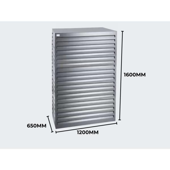 Evolar airconditioning & warmtepompbehuizing Licht antraciet aluminium toren, 1600x1200x650 MM