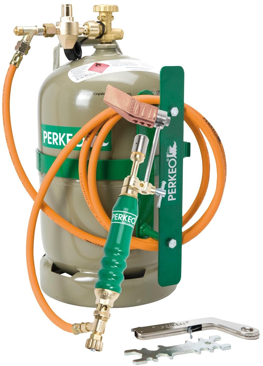 PERKEO BIG BROTHER sistema di saldatura dolce a propano con pezzo di rame con bombola da 5 kg, G3/8" LH