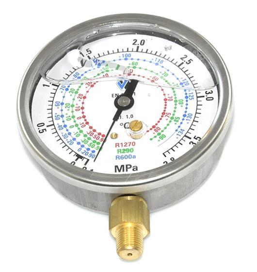 MANOMETR WYSOKOCIŚNIENIOWY WIGAM OLEJOWY, 80 MM, R600A R290 R1270 Klasa 1.0