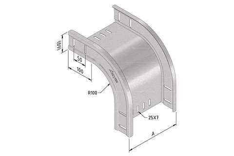 Trayco CT60-FB90-100-PG Bandeja portacables pieza de caída 100MM - 90° - Sendzimir