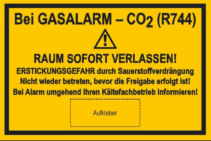 Veiligheidswaarschuwingsteken "Gasalarm CO2 (R744)".