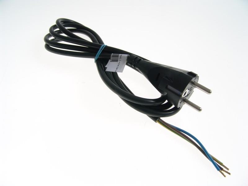 Cable de alimentación, flexible, PVC, L = 3 m, 3x1 mm2, negro, enchufe recto