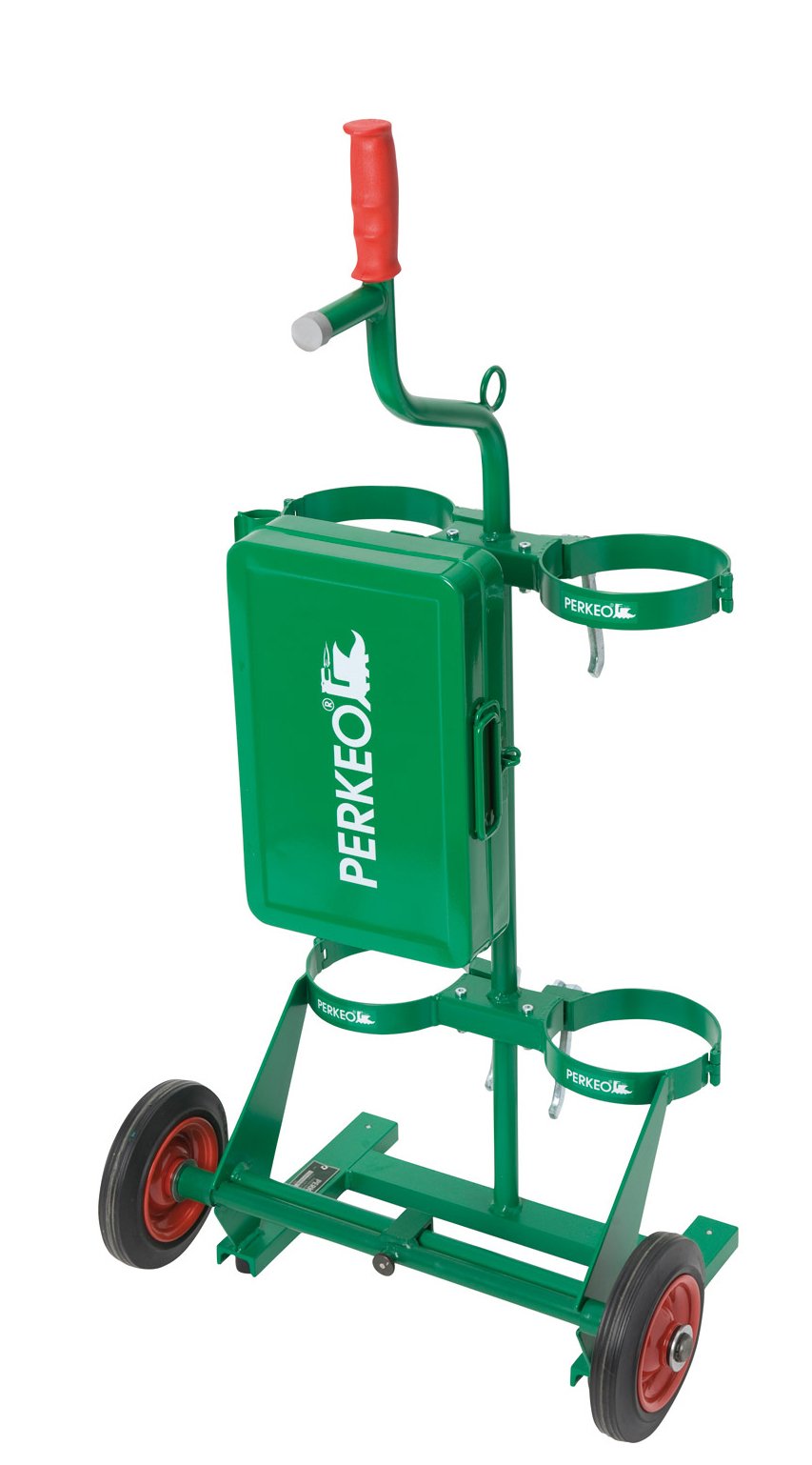Support d'appareils de montage PERKEO, portable et mobile pour bouteille d'acétylène de 10 L & bouteille d'oxygène de 10 L