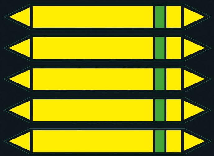 Pijpleidingsticker koudemiddel, vloeibaar volgens DIN 2405