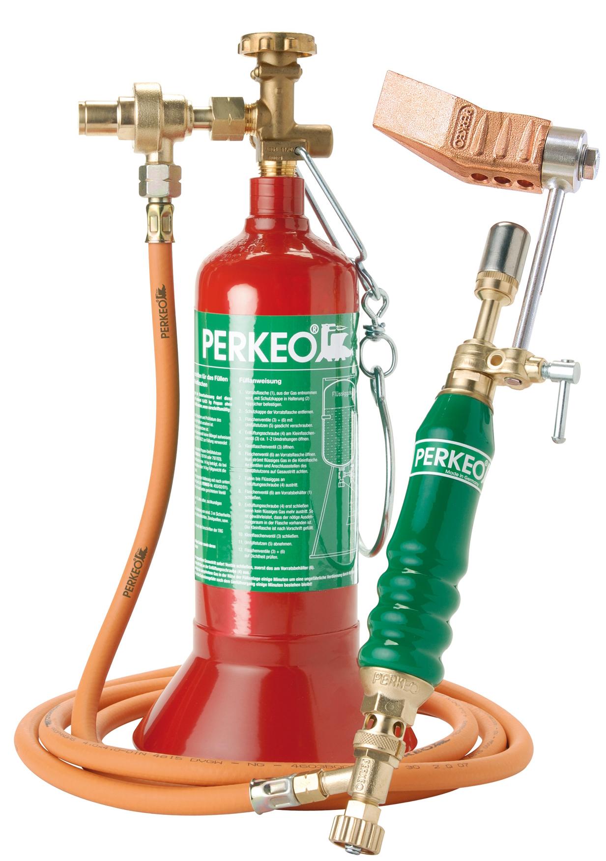 Sistema de soldadura blanda PERKEO en un juego con pieza de cobre, forma puntiaguda, G3/8" LH