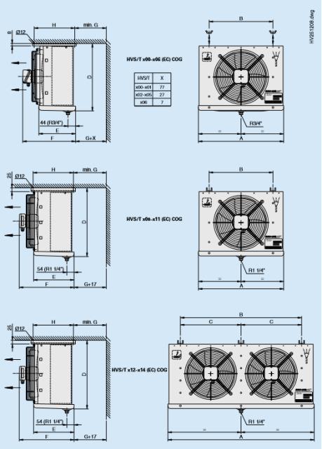 Roller HVST703EC EUROLINE + 0011622 Cube/block evaporator LA=7mm with heater