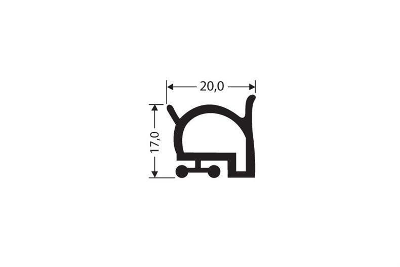 Rubber sealing profile white 1m (20x17)