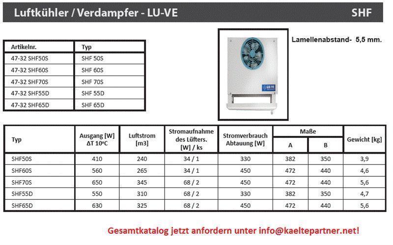 Evaporateur de comptoir LU-VE SHF 60S, 560W, simple face - non disponible, remplacé par EHF60SN