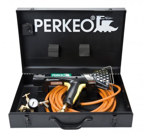 PERKEO propan PIEZO pallkrympförpackare för filmförpackningar i set + metallväska