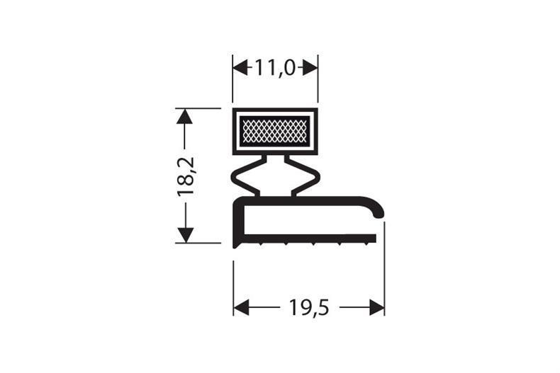 Perfil plano PVC blanco L = 2,55 m con imán M25