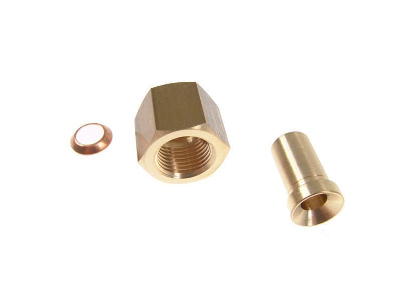 Adapter with nut, brass, 1/2" SAE x 12 mm ODS