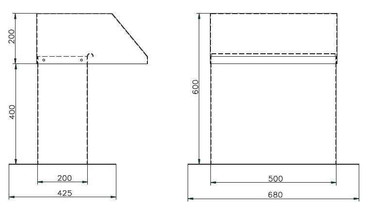 Aluminium dakdoorvoer 500X200 mm, extra brede doorvoer