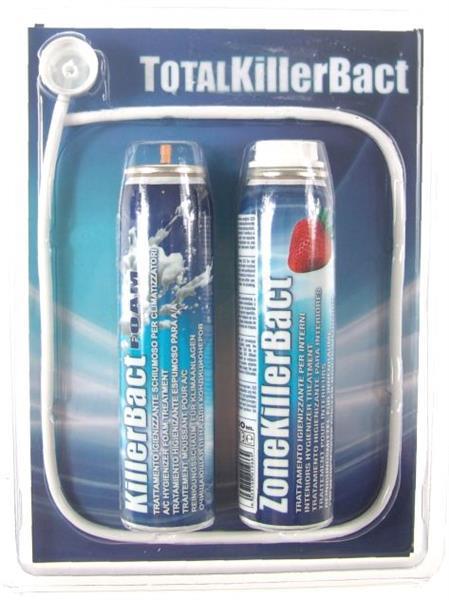 Cleaning set for car air conditioning systems Errecom Total Killer Bact 2 x 100 ml, vaporiser cleaning foam + interior cleaning spray, fragrance: strawberry