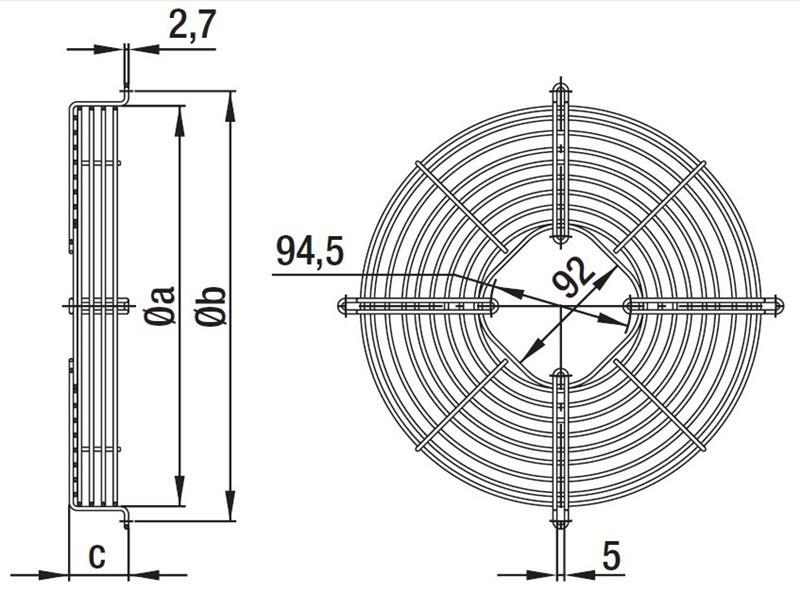 Kratka wentylacyjna z otworem, łopatka 300 mm, H = 17 mm