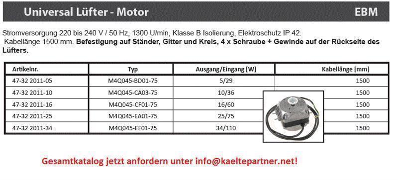 Moteur de ventilateur EBM M4Q045-EA01-75, 25W, multifonctionnel