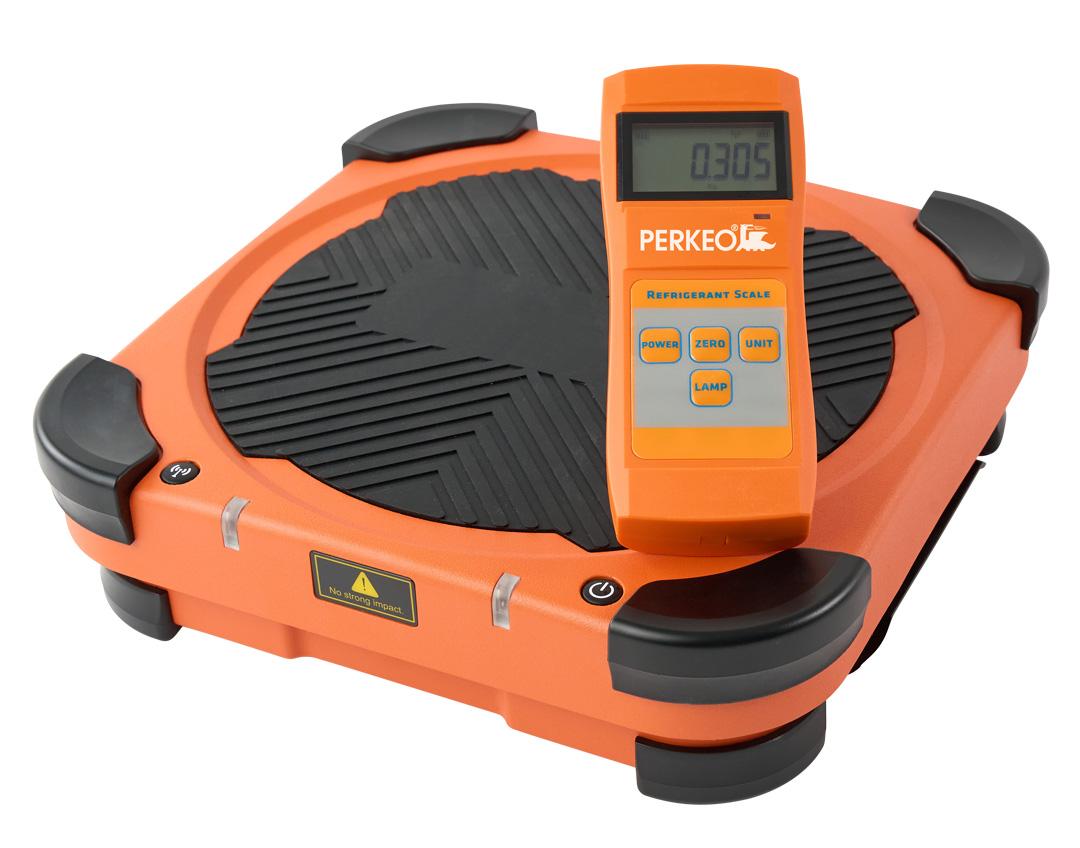 PERKEO DW 100 bilancia digitale di precisione fino a 100 kg in robusta borsa di poliestere, batterie incluse.