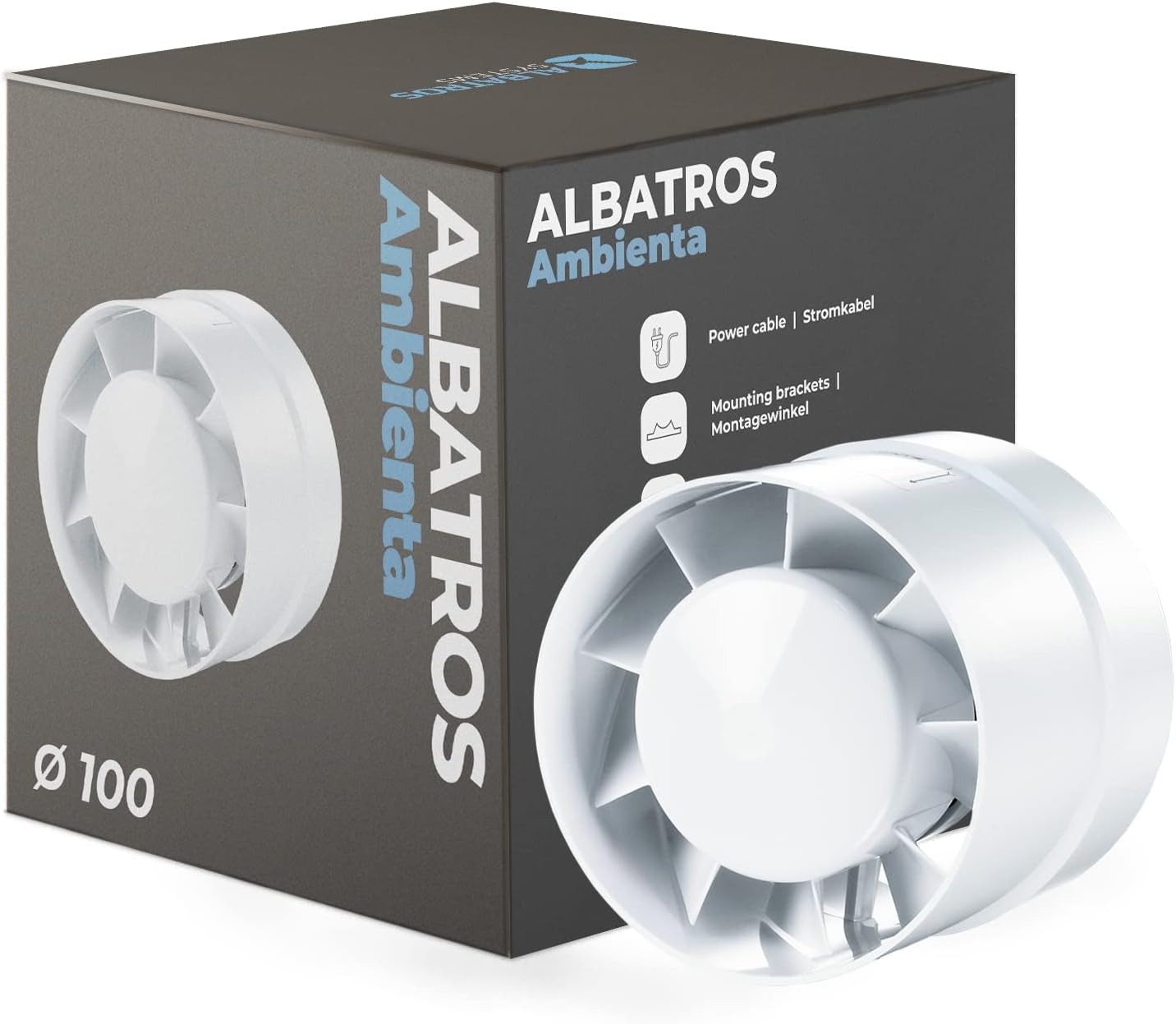 Ventilatore tubolare Albatros Ambienta 100mm - Extra resistente e potente - Ventilatore tubolare a risparmio energetico 230V per bagni, uffici e soggiorni - Facile installazione (100mm)