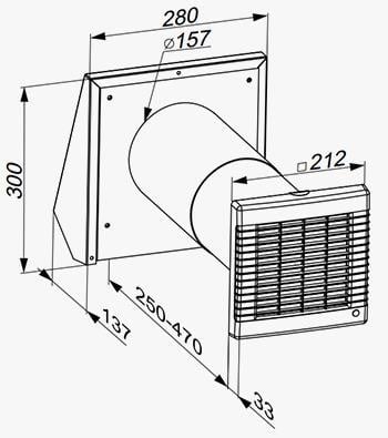 Ventilatiesysteem (gedecentraliseerd ventilatieapparaat) KWL (gecontroleerde woonkamerventilatie) t
