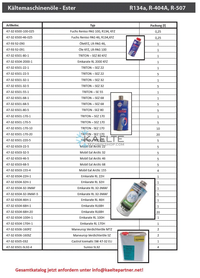 Olio refrigerante per compressori A/C Emkarate RL3000 (POE 1,0 litri), ISO 68