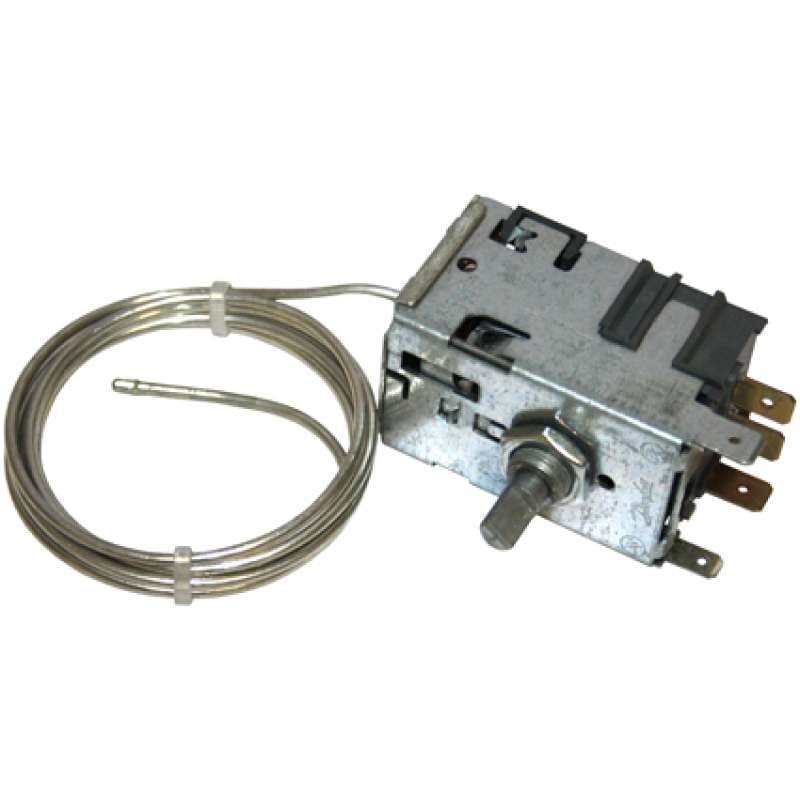 THERMOSTAT DANFOSS 077B3374,2 earthing contacts EBD 6A 250V, capillary tube 1000 mm, cold -4.5°C, warm +7.5°C - DT6°C, crescent-shaped pin ø 6x4.6 mm, alternative for Ranco K50 L3319