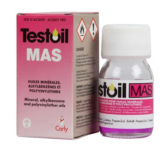 Probador de ácidos para aceites minerales y de alquilbenceno Testoil-MAS, frasco de 30 ml.