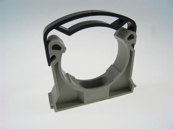Clamp 110 with gray stirrup, for plastic pipes