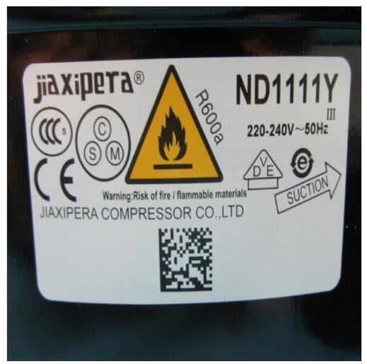 Compressor JIAXIPERA ND1111Y, R600a, 220-240V - not available, replaced by successor
