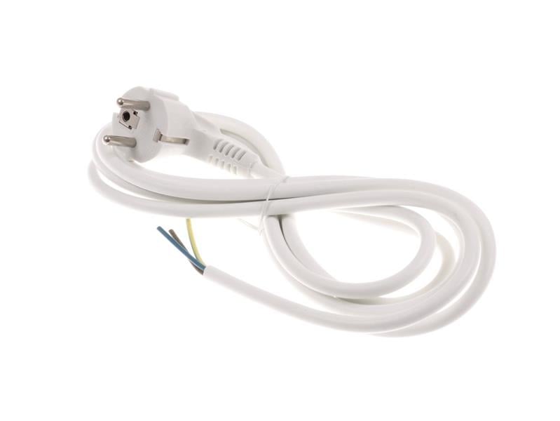 Cable de alimentación, flexible, PVC, L = 2 m, 3x1 mm2, blanco, enchufe acodado
